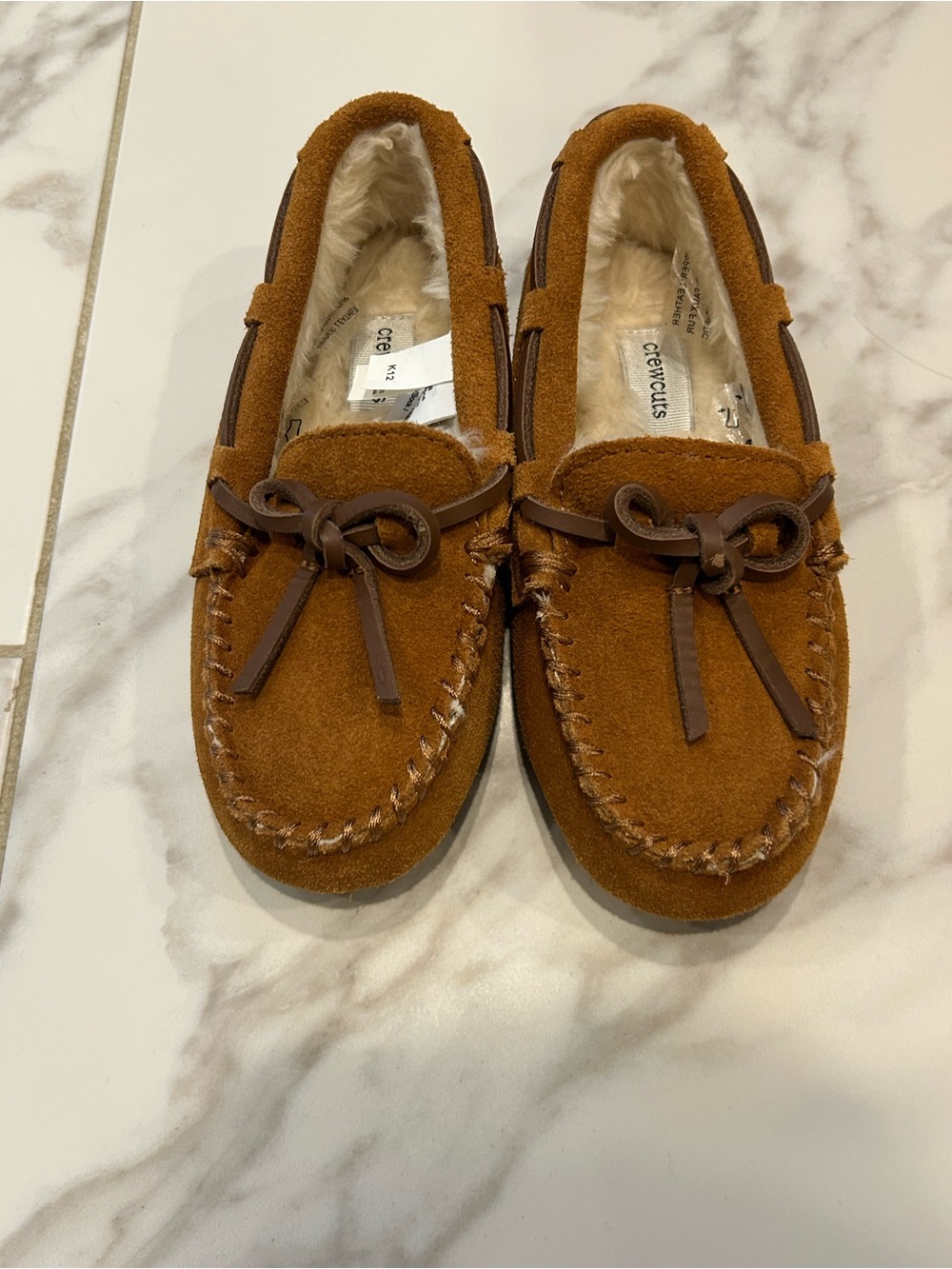 JCrew Crewcuts Boys Suede Cozy Moccasins NWT Size K12